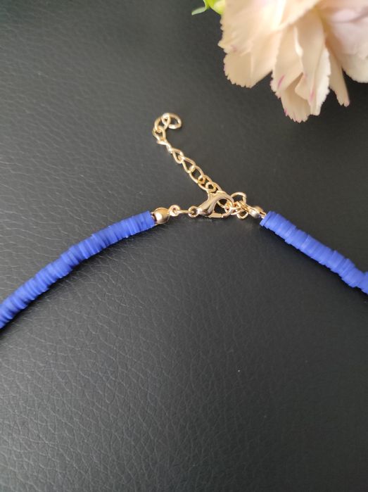 Naszyjnik choker niebieski pies kolczyki