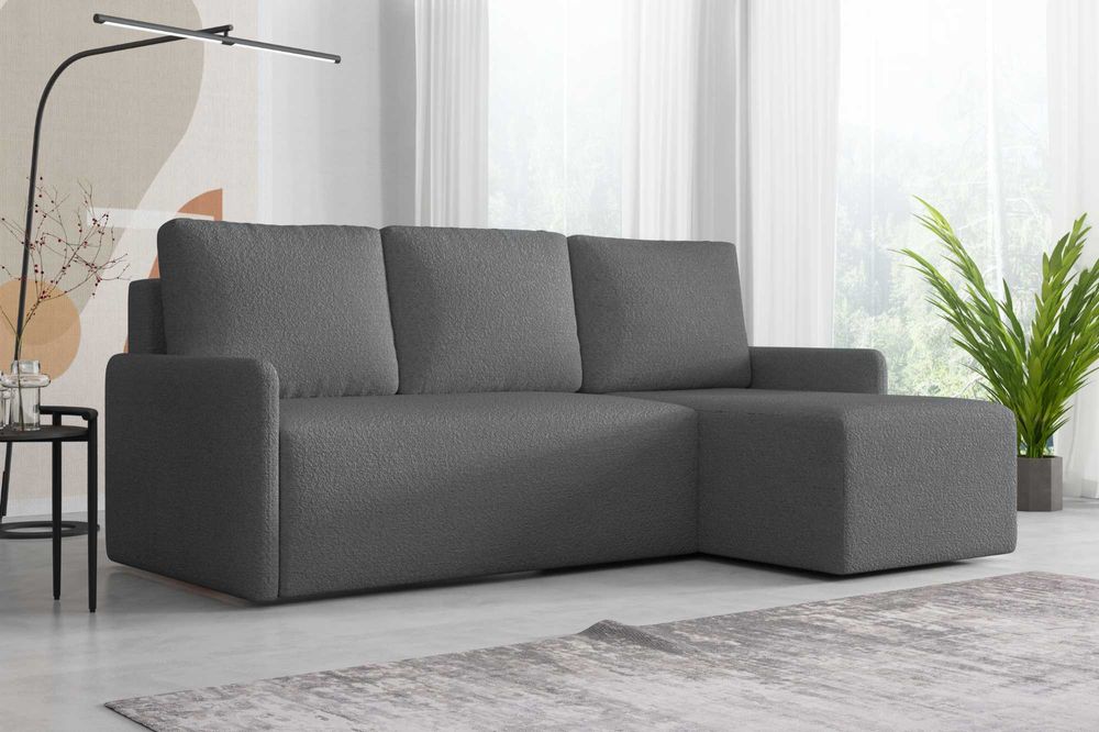 Narożnik Flavio. Rogówka. Sprężyny bonell, tkanina boucle, baranek