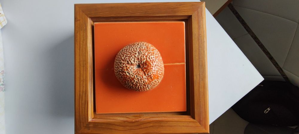 Wooden Box with Ceramic Decoration