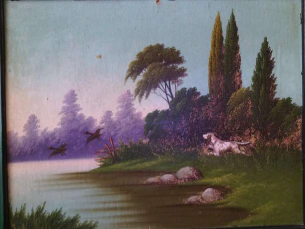 Картина маслом "охота" 54 см х 43 см (на фанере ) ( где то 60х )