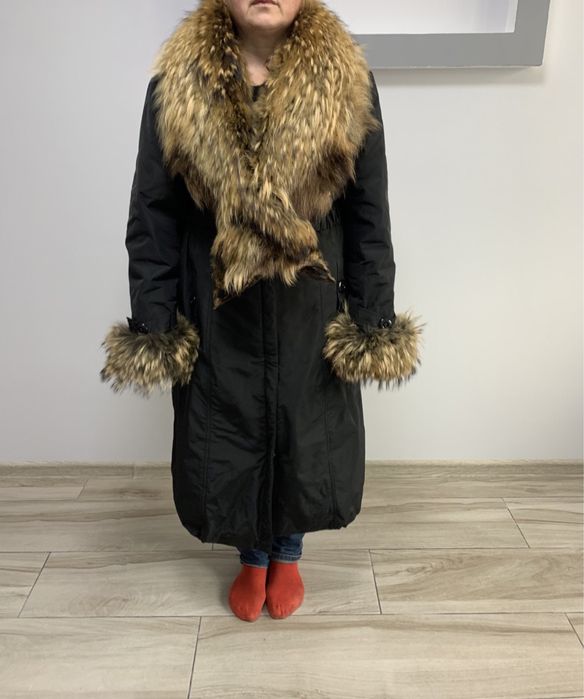 Пальто з хутром єнота рр 52-54