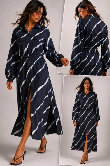 Стильное макси платье-рубашка M&S Collection 100% хлопок, р. L/XL