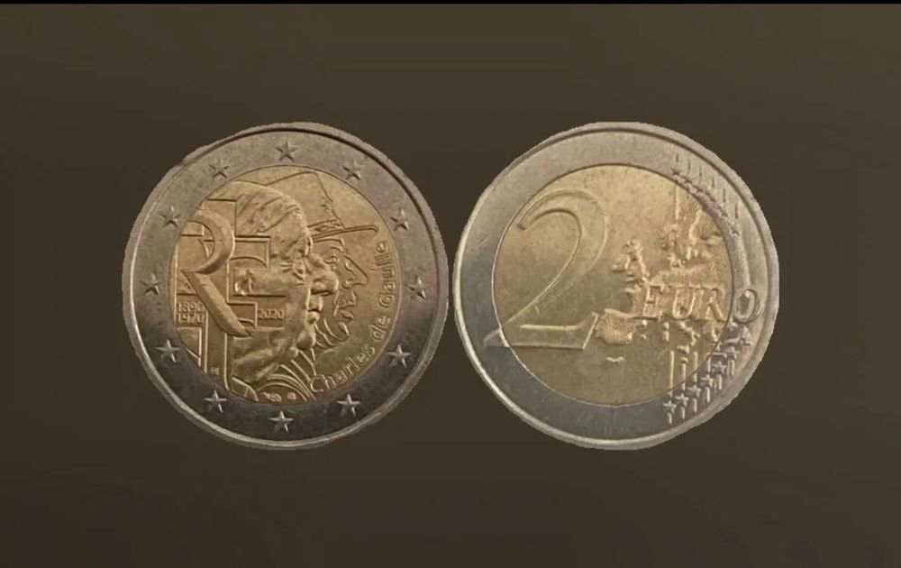 Moeda 2€ França, cinquentenário da morte de Charles de Gaulle 2020