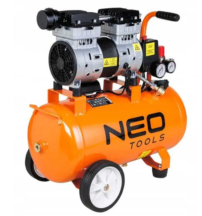Безмасляний компресор NEO TOOLS 24 л 800 Вт 8 бар 125л/хв 2х поршневий