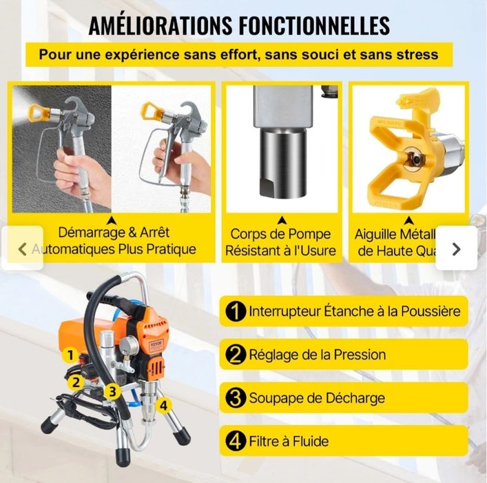 Pulverizador sem ar VEVOR com mangueira de alta pressão