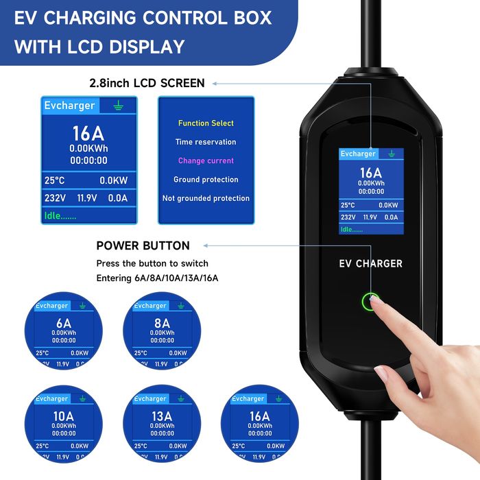 Зарядний пристрій AFYEEV 11KW 16A Type2 для електромобілів
