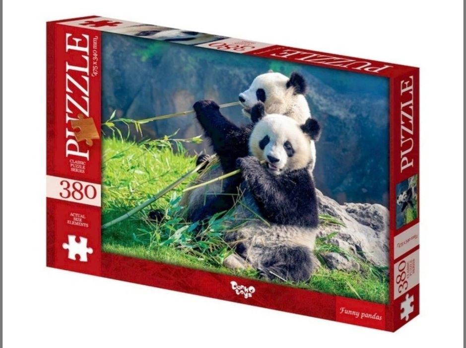 Пазл Danko Toys "Funny pandas" (Кумедні панди), який містить 380 елементів.