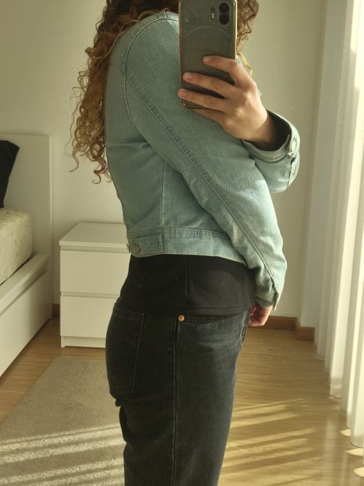 Casaco de ganga croped