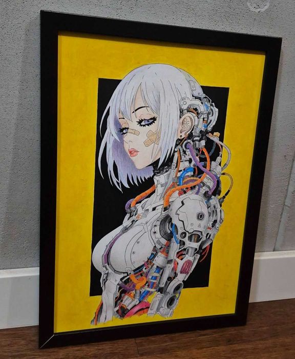 Obraz Grafika A3 - Cyber Woman - ręcznie malowana