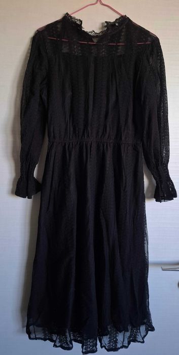 Черное ажурное женское платье