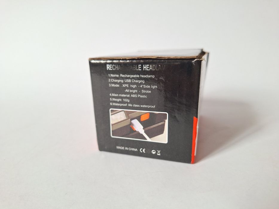 nowa lampka latarka czołowa, USB, niebieska