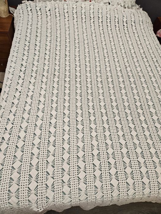 Coberta de renda feita à mão-Cama de casal