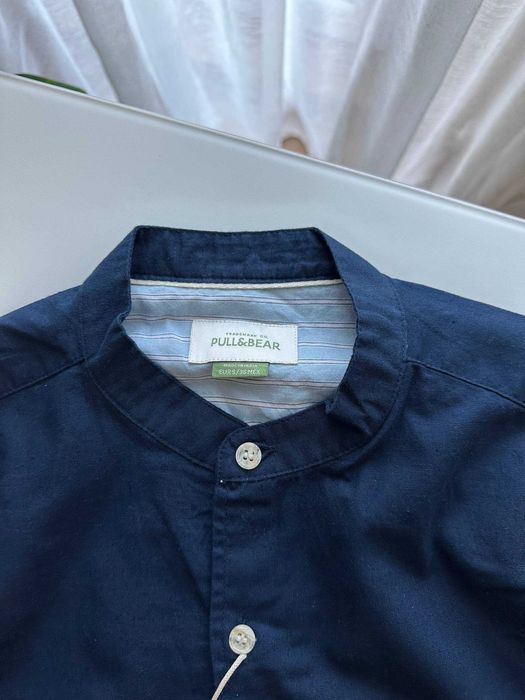 Темно-синя чоловіча сорочка Pull&Bear S розміру, нова slim fit