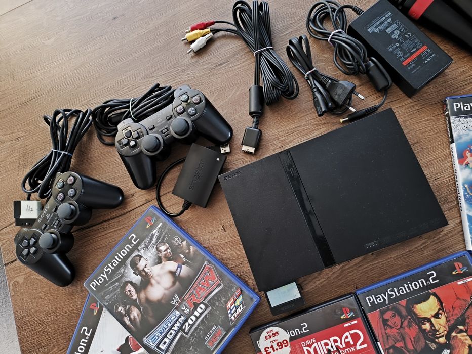 PlayStation 2 Slim + pad + mikrofony + gry GOTOWY ZESTAW