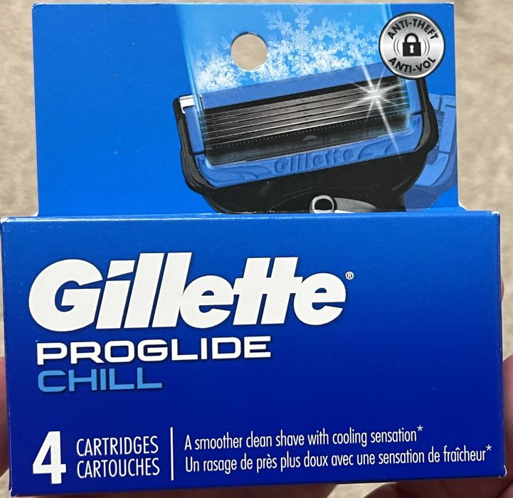 Оригинал США 100% Gillette 4шт, PROGLIDE SHIELD,Chill, лезвия, лосьон