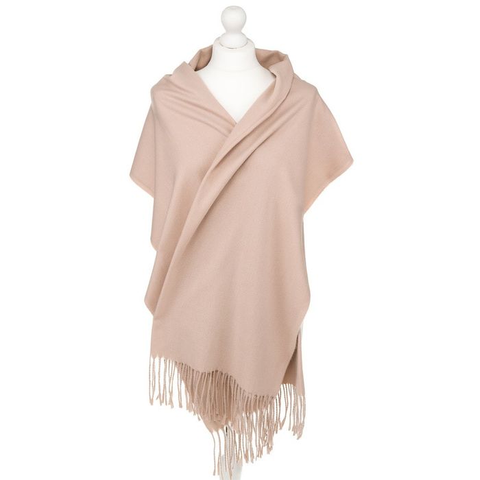 mięciutki damski szal z wełny w beżowym kolorze - peterson