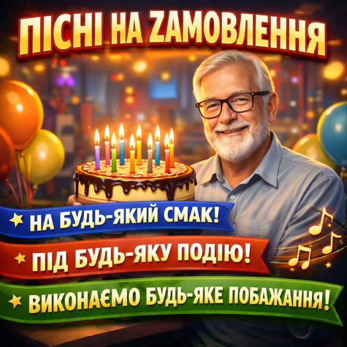 Пісня на замовлення індивідуально для вас пісні музика на свято