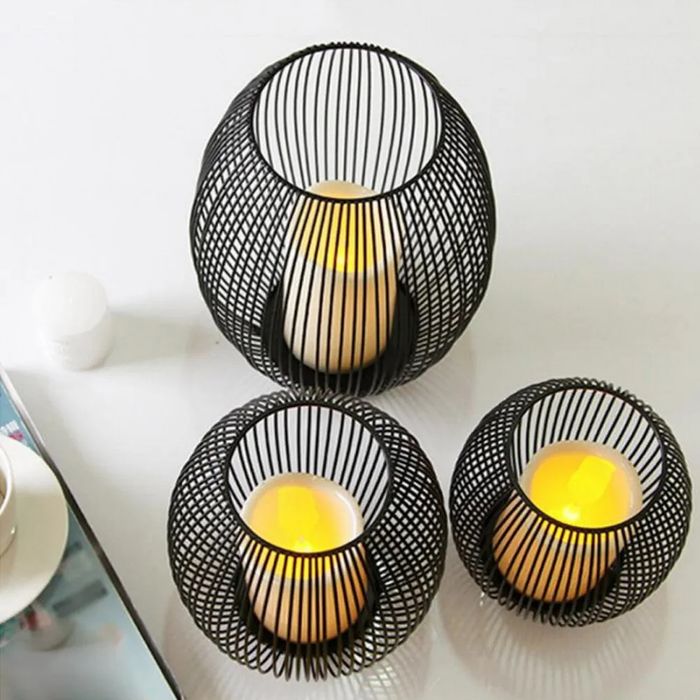 Świeczniki Latarnie Klatkowe Metalowe  3szt