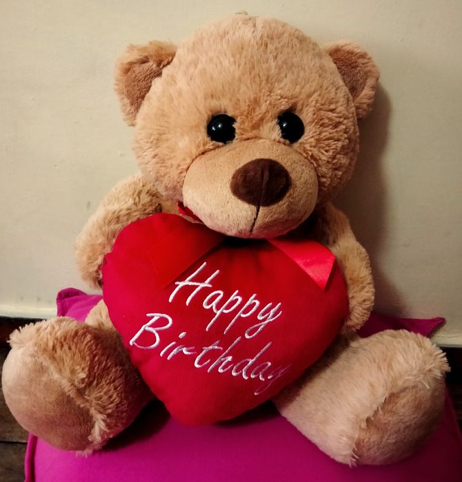 Peluche urso com Coração Happy Birthday