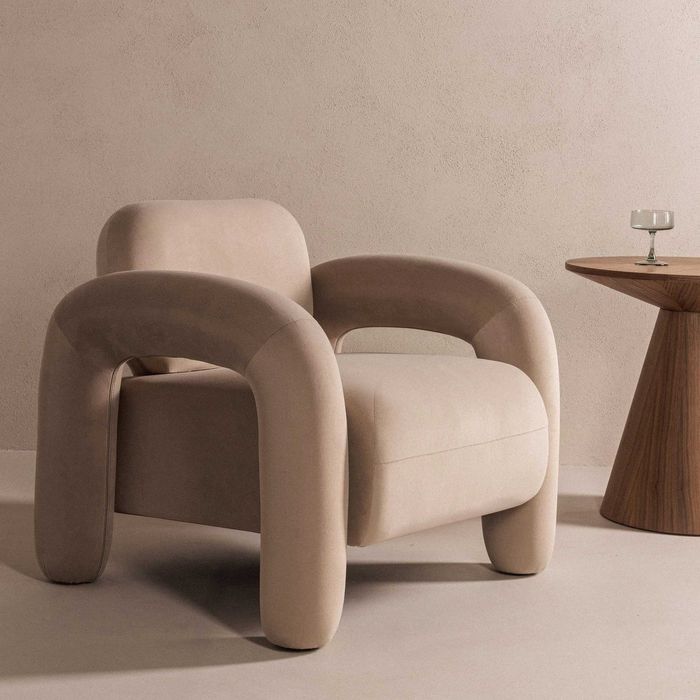 ZZ2302 - Vico, Fotel wypoczynkowy, jasnobeżowy, welurowy