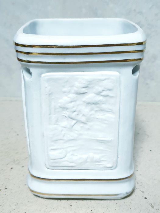 Raro antigo aquecedor de bule em porcelana Vista Alegre com litofanias