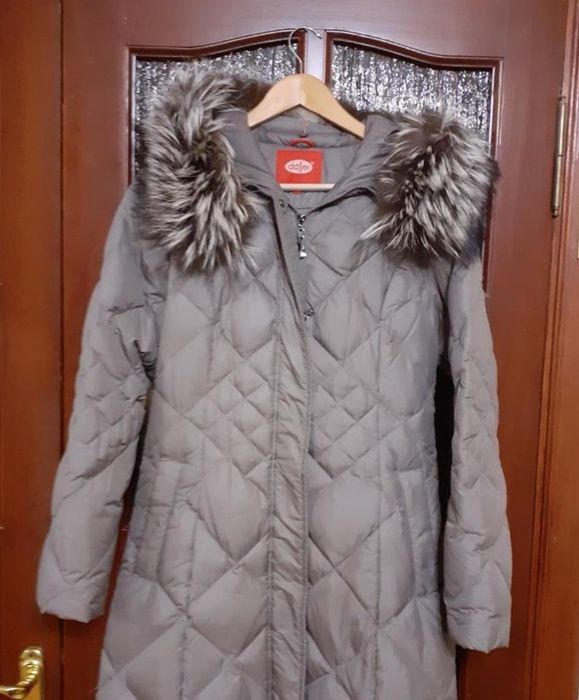 Длинный пуховик S-ка, пух/перо