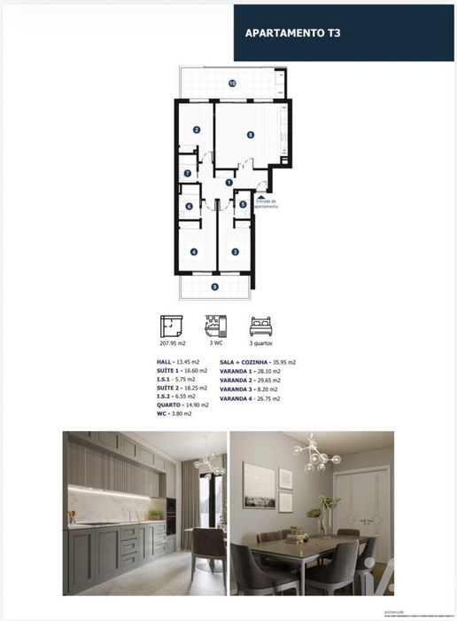 Apartamento T3 em Portimão de 108,00 m2