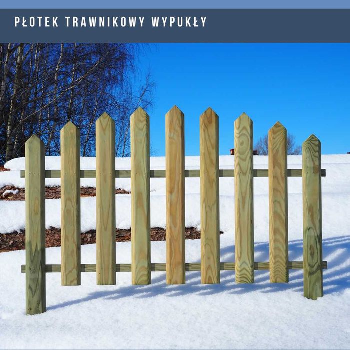 Płotek trawnikowy prosty, wklęsły, wypukły, sztachetki