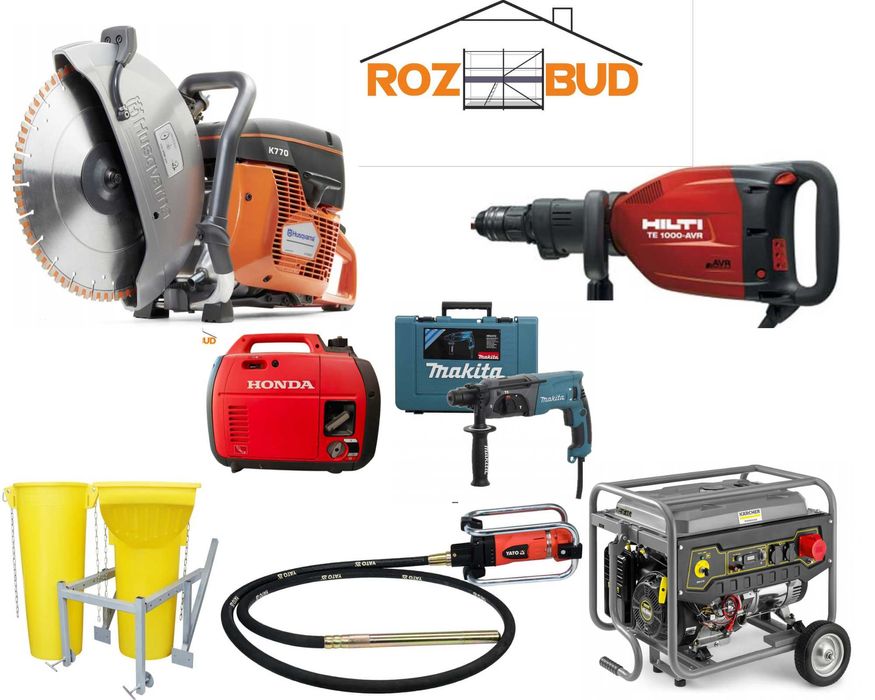 Wynajmę młot wyburzeniowy zsyp do gruzu agregat wibrator piła do beton