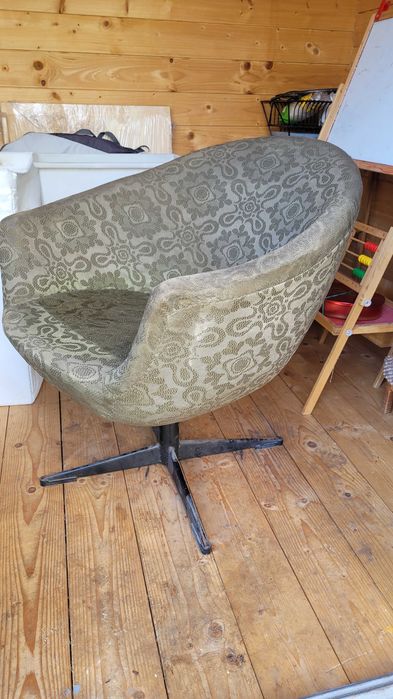 2 fotele muszelki vintage obrotowe design