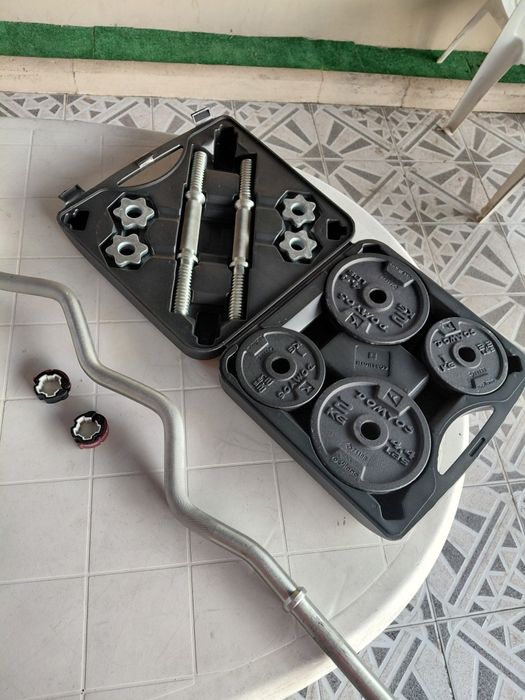 Kit Musculaçao 20kg mais Barra W com presilhas