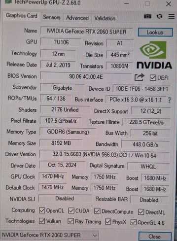 RTX 2060 SUPER 8 GB не робоча в цілому