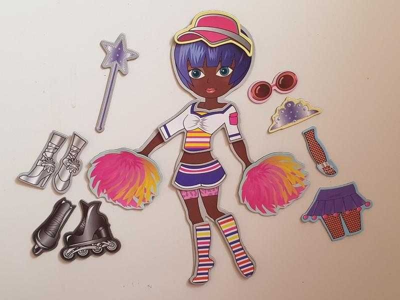 Магнитная кукла с 18 аксессуарами на магнитах игра одевалка