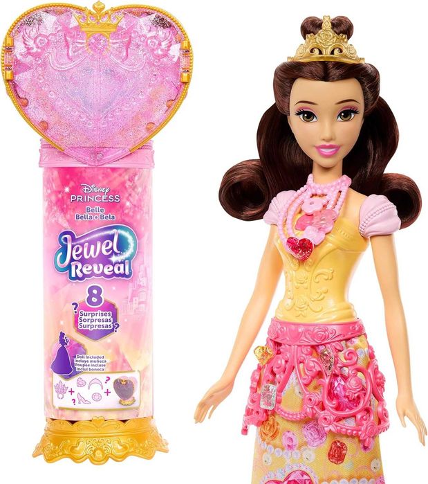 Лялька- сюрприз  Mattel Disney Princess Belle Fashion Doll Дисней принцеса Бель з аксесуарами і 8 сюрпризами  JHL51