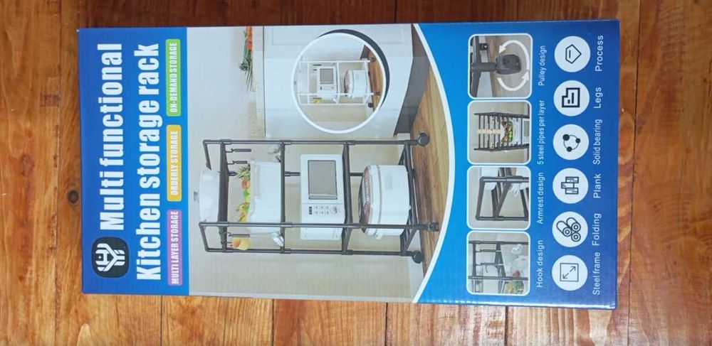 Металевий кухонний стелаж на колесах Органайзер для кухні Полка кухня