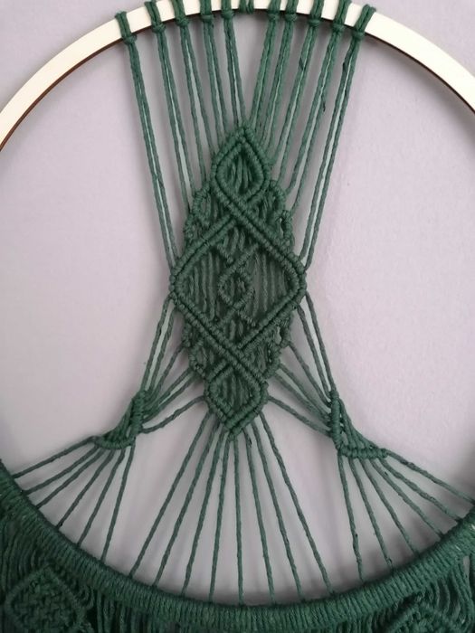 Łapacz snów duży Zielony Makrama ścienna BOHO Hand made