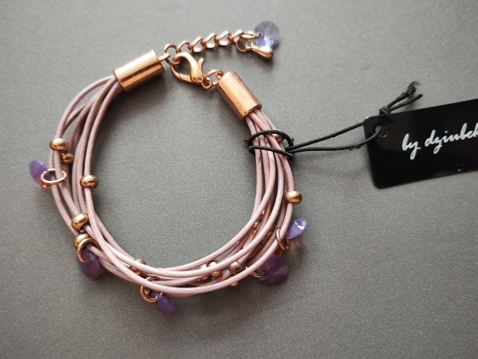 Bransoletka By Dziubeka liliowa z kryształkami Swarovski