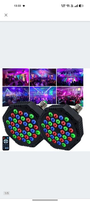 Reflektor Sceniczny z Pilotem INDMIRD 2 szt ( KOMPLET) RGB 36 LED
