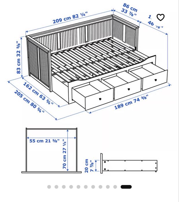 Łóżko rozsuwane Hemnes