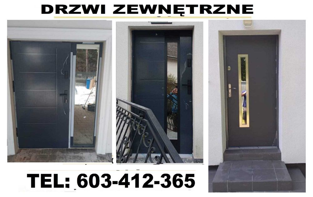 Drzwi ZEWNĘTRZNE- WEJŚCIOWE drewniane i metalowe z montazem