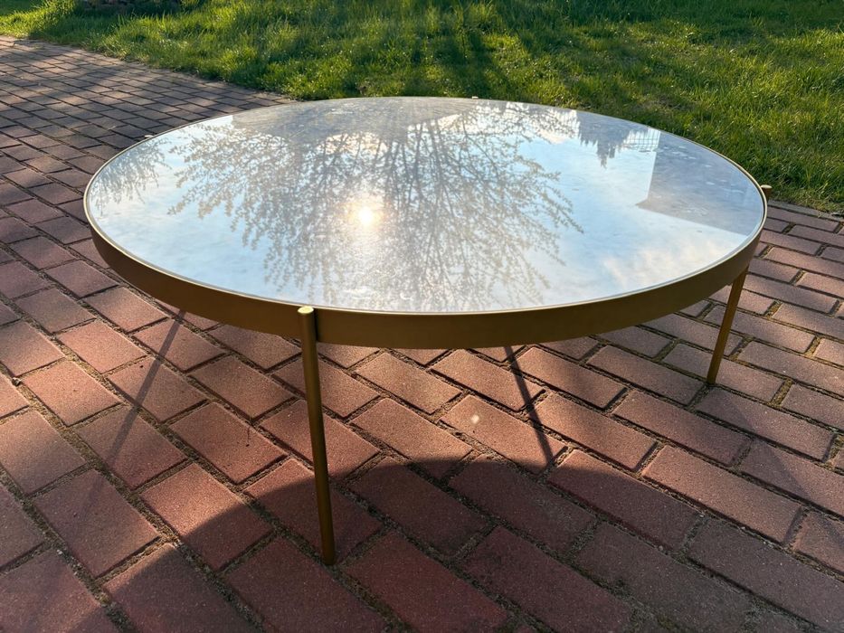 Luksusowy stolik marmurowy 100 cm | Design | Glamour | Złoto