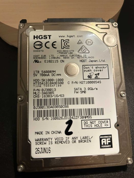 HDD Sata Hgst 1tb 2,5"