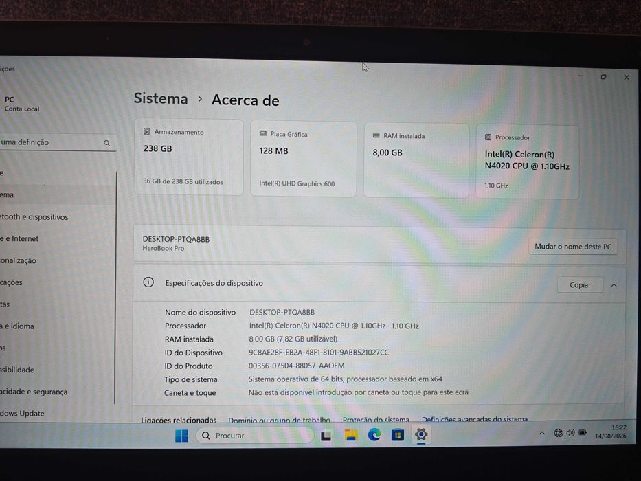Chuwi HeroBook Pro N4020/8GB/256GB 14.1” IPS