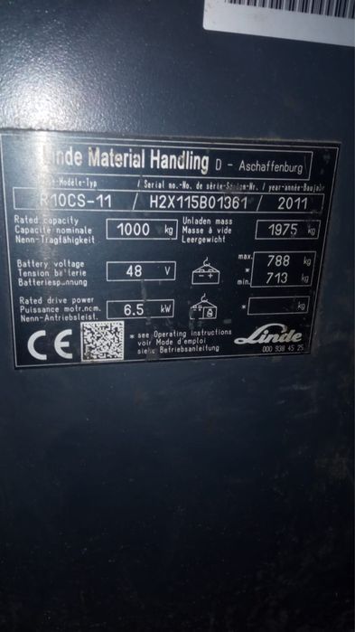 Wózek widłowy boczny Linde R10 UDT FV23%