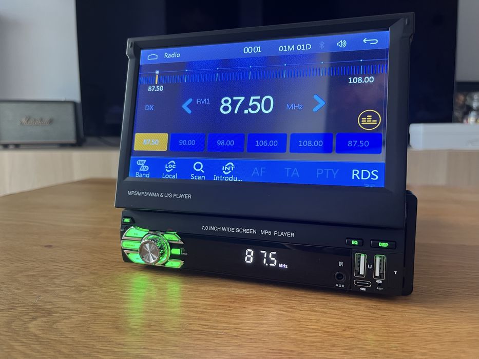 Radio Samochodowe 1 Din wysuwany ekran Android Auto/ CarPlay