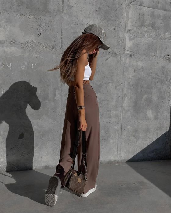 Летние коричневые брюки штаны размер S-М