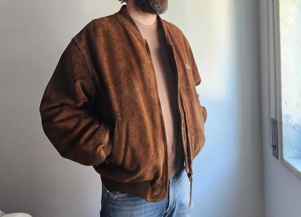 Casaco Estilo Bomber de Pele Castanha Diesel em Bom Estado