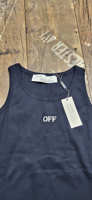 Off white damski top bluzka granatowa bawełna premium S