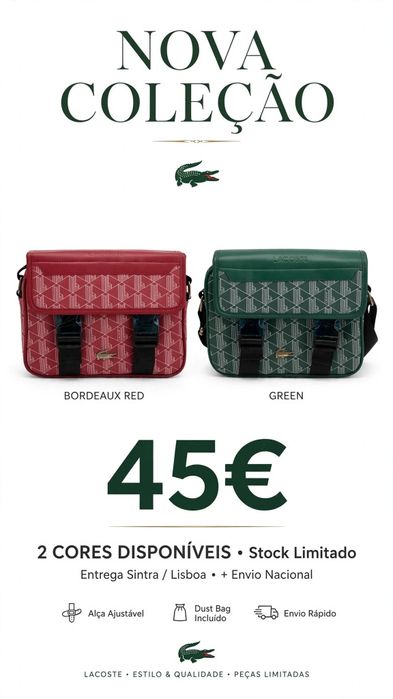 Bolsa Lacoste Tiracolo Nova 2 Cores