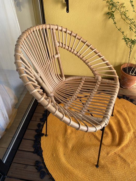 Cadeira de jardim Natural em Rattan e Metal